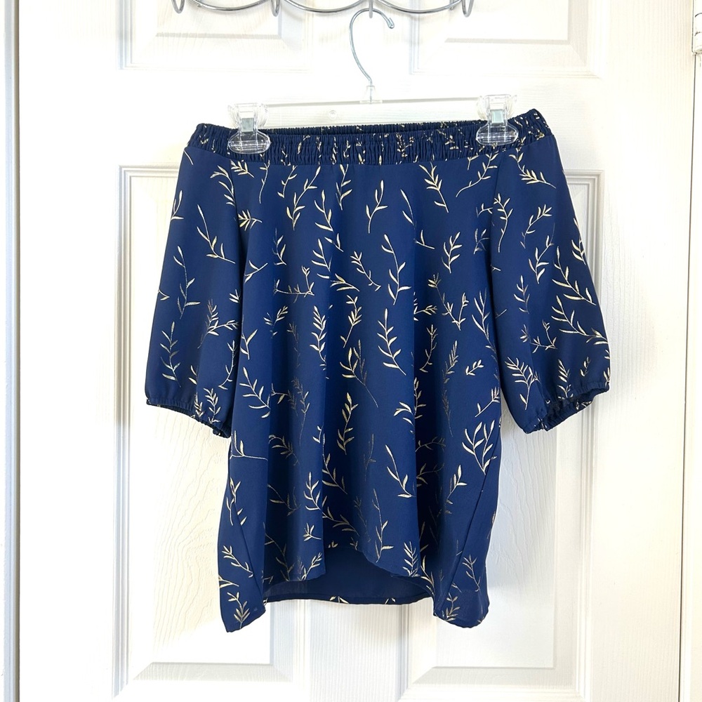 SHEIN 
STRAPLESS SHOULDER SHIRT - NAVY